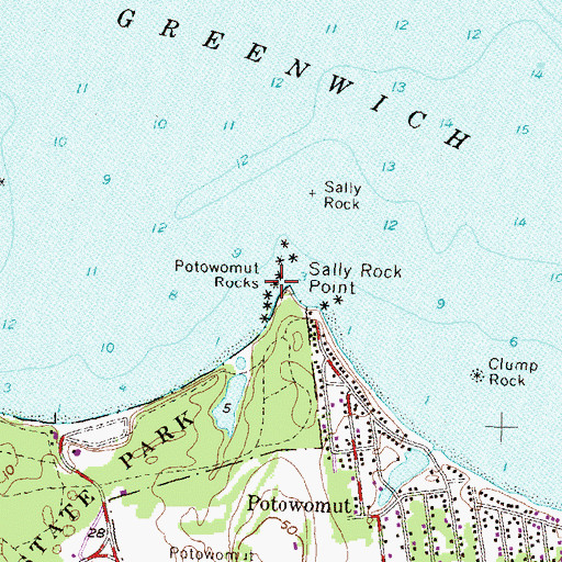 Topographic Map of Potowomut Rocks, RI