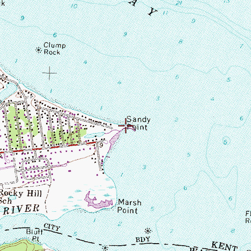 Topographic Map of Sandy Point, RI