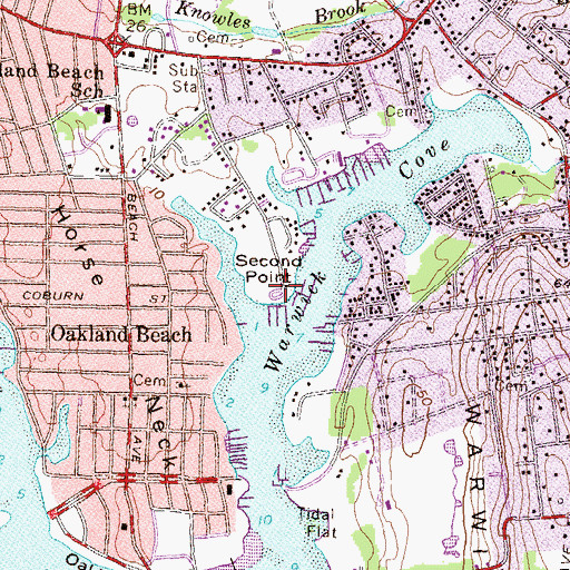Topographic Map of Second Point, RI