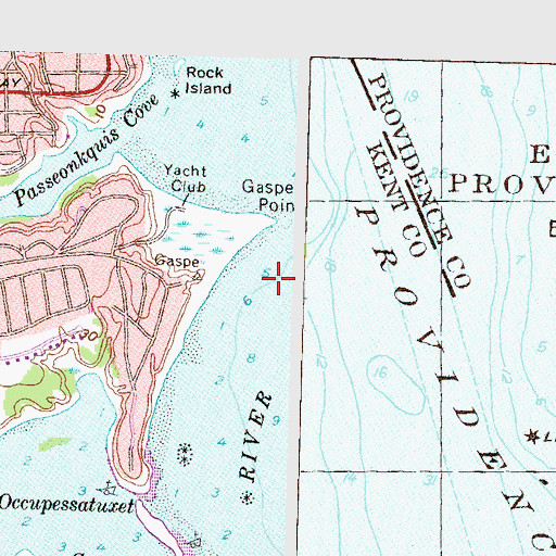 Topographic Map of Gaspee Point, RI