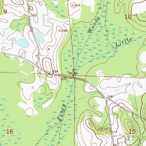 Topographic Map of Little Piney Woods Creek, AL