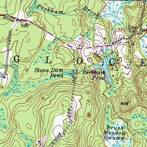 Topographic Map of Stone Dam Pond, RI