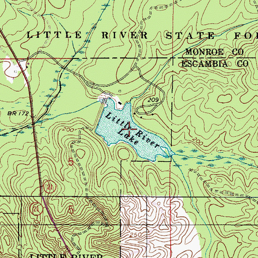 Topographic Map of Little River Lake, AL