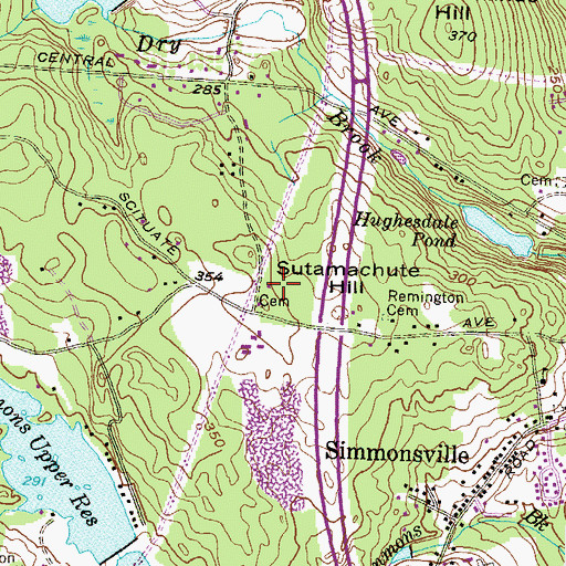 Topographic Map of Sutamachute Hill, RI