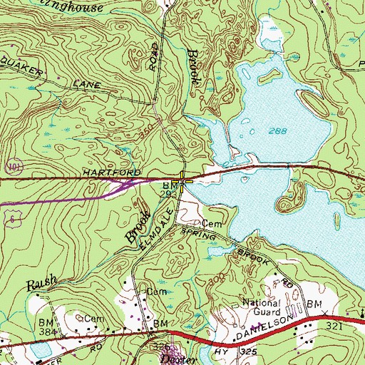 Topographic Map of Rush Brook, RI