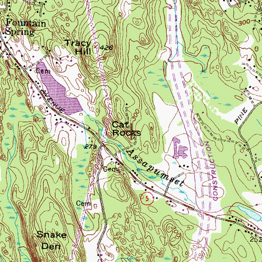 Topographic Map of Cat Rocks, RI