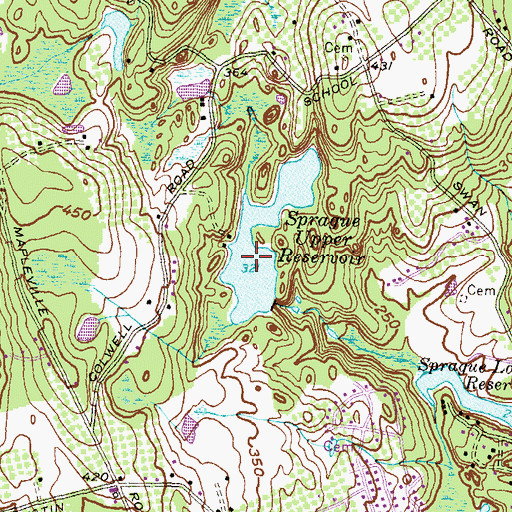 Topographic Map of Sprague Upper Reservoir, RI