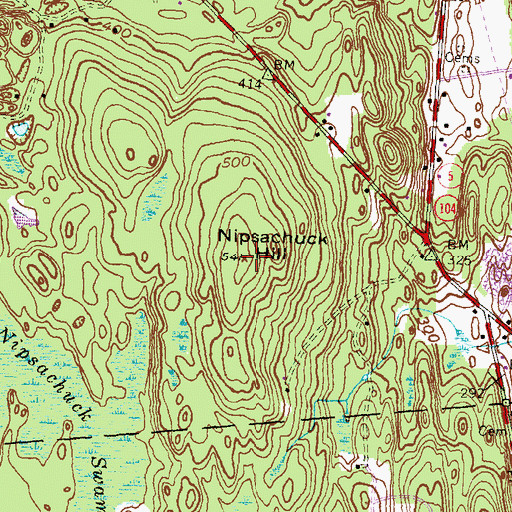 Topographic Map of Nipsachuck Hill, RI