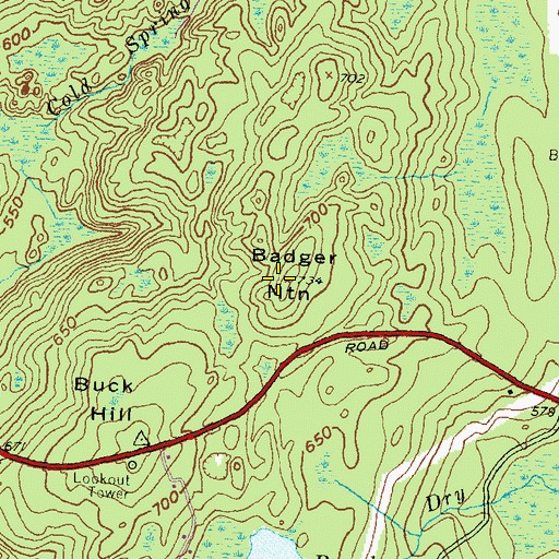 Topographic Map of Badger Mountain, RI