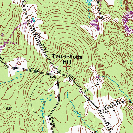Topographic Map of Tourtellotte Hill, RI