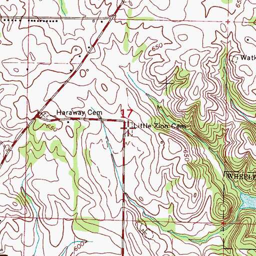 Topographic Map of Little Zion Cemetery, AL
