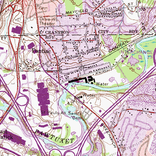 Topographic Map of Pawtuxet River, RI