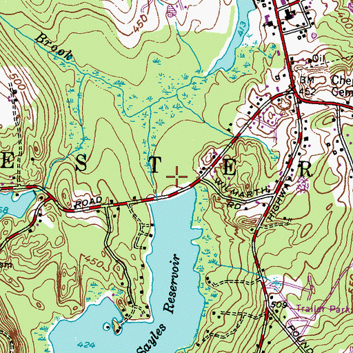 Topographic Map of Spring Grove Pond, RI