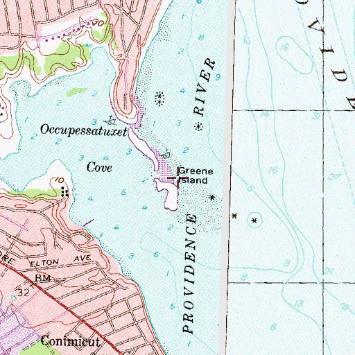Topographic Map of Greene Island, RI