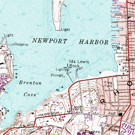 Topographic Map of Lime Rock Light, RI