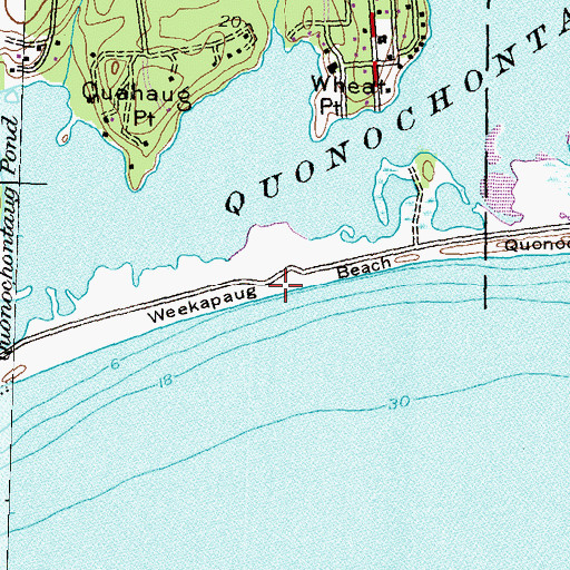 Topographic Map of Weekapaug Beach, RI