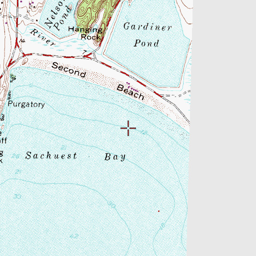 Topographic Map of Second Beach, RI