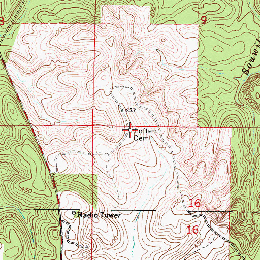Topographic Map of Loften Cemetery, AL