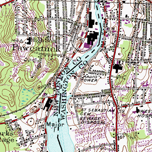 Topographic Map of WERI-AM (Westerly), RI
