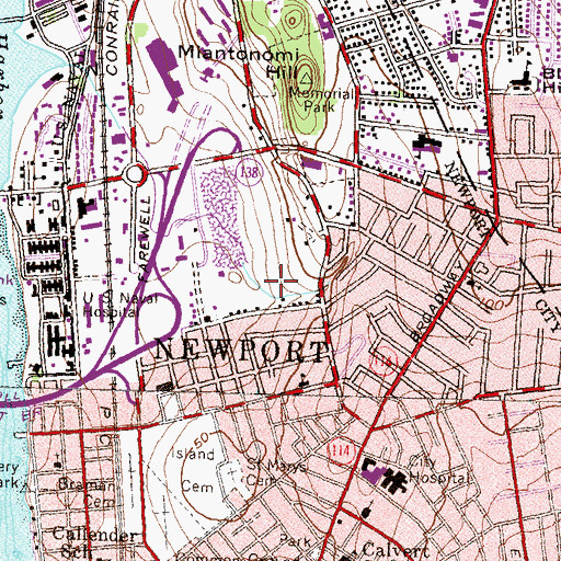 Topographic Map of WADK-AM (Newport), RI