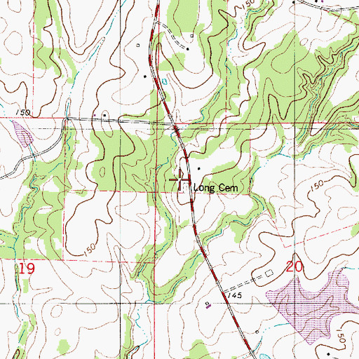 Topographic Map of Long Cemetery, AL
