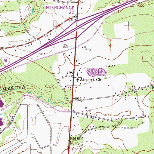 Topographic Map of Airport Church, SC