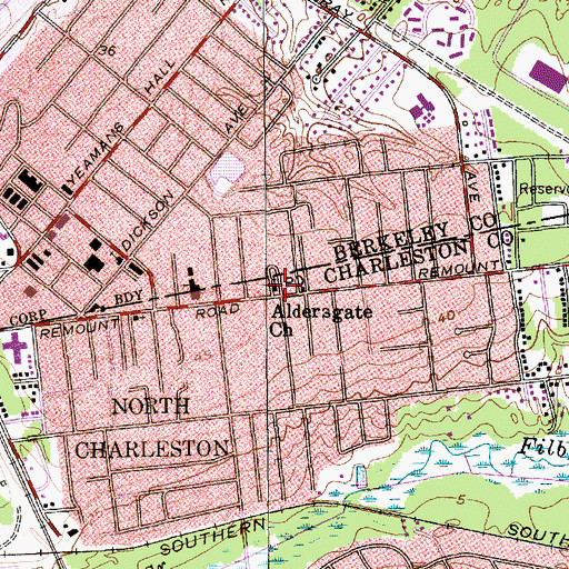 Topographic Map of Aldersgate Church, SC
