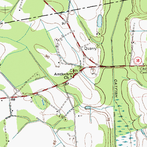 Topographic Map of Antioch Baptist Church, SC