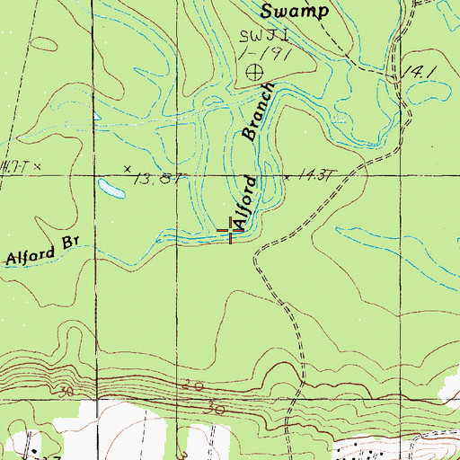 Topographic Map of Back Swamp, SC