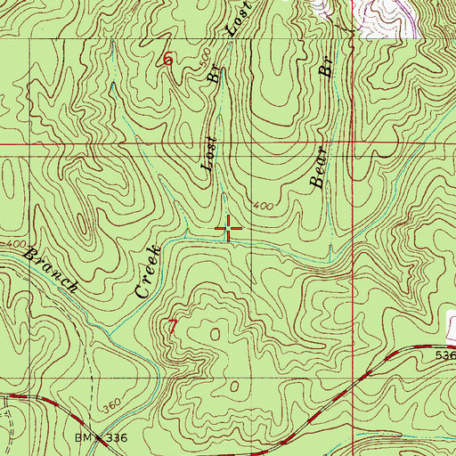 Topographic Map of Lost Branch, AL