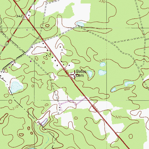 Topographic Map of Bates Cemetery, SC