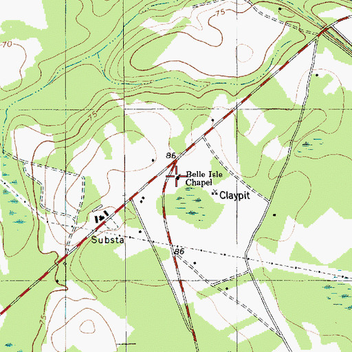Topographic Map of Belle Isle Chapel, SC