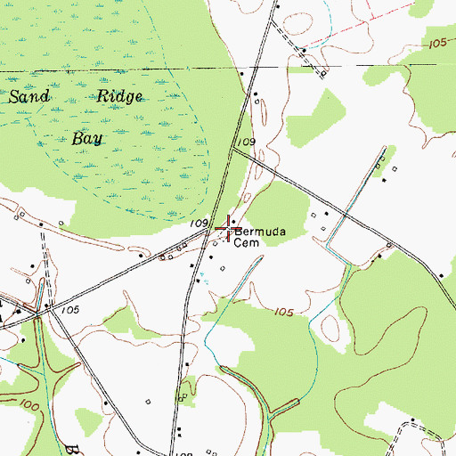 Topographic Map of Bermuda Cemetery, SC
