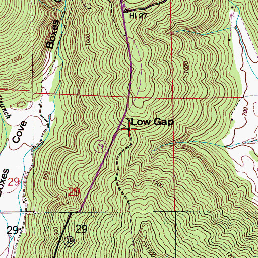 Topographic Map of Low Gap, AL