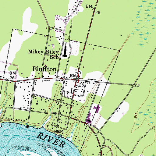 Topographic Map of Bluffton, SC