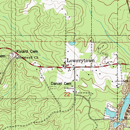 Topographic Map of Lowerytown, AL