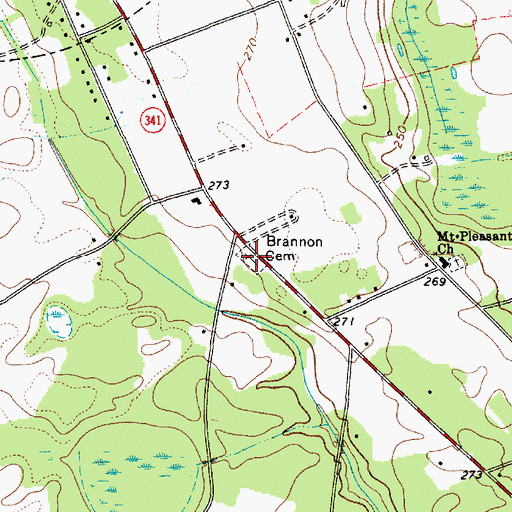Topographic Map of Brannon Cemetery, SC