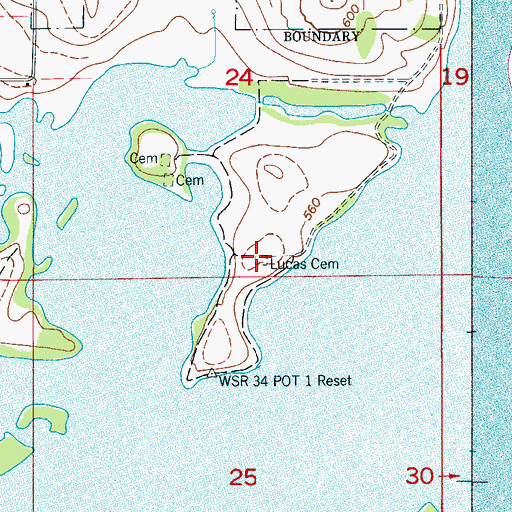 Topographic Map of Lucas Cemetery, AL