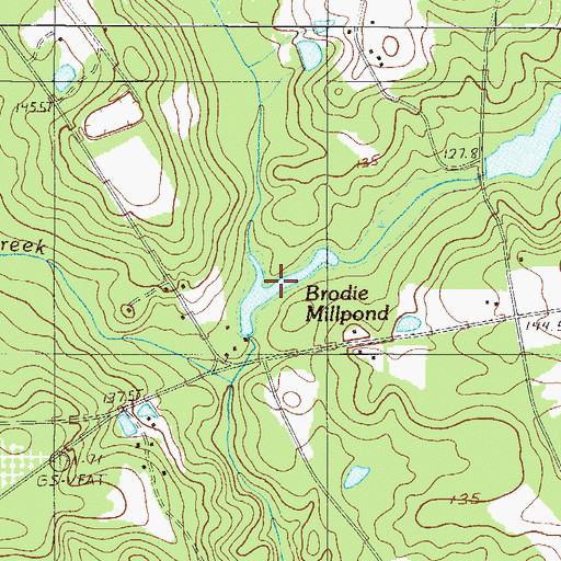 Topographic Map of Brodie Millpond, SC
