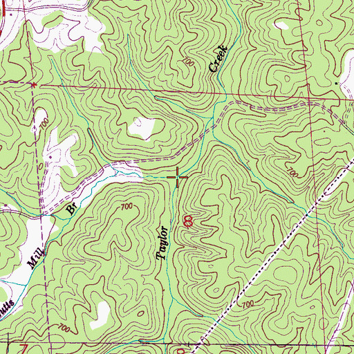 Topographic Map of Lutts Mill Branch, AL