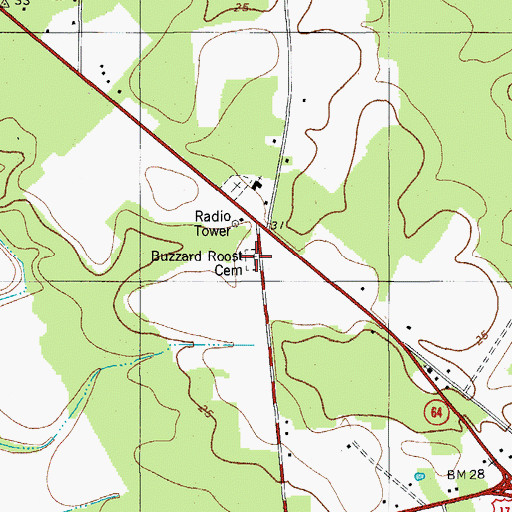 Topographic Map of Buzzard Roost Cemetery, SC