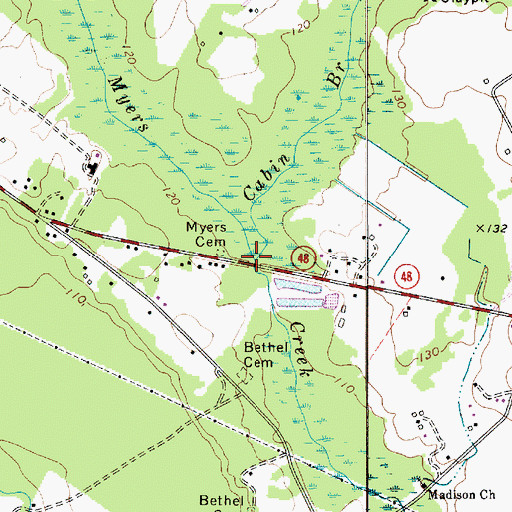 Topographic Map of Cabin Branch, SC