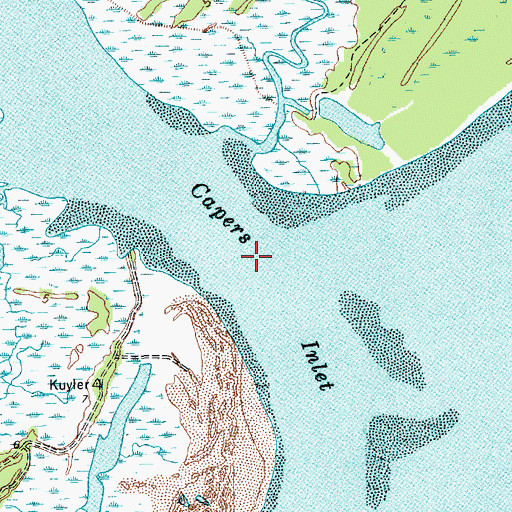 Topographic Map of Capers Inlet, SC