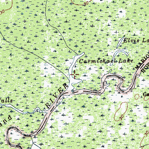 Topographic Map of Carmichael Lake, SC