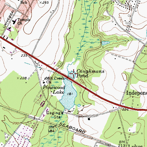 Topographic Map of Caughmans Pond, SC