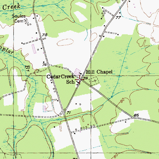 Topographic Map of Cedar Creek School, SC