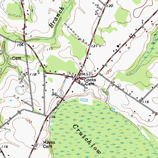 Topographic Map of Cooks Cemetery, SC