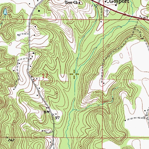 Topographic Map of Mackey Branch, AL