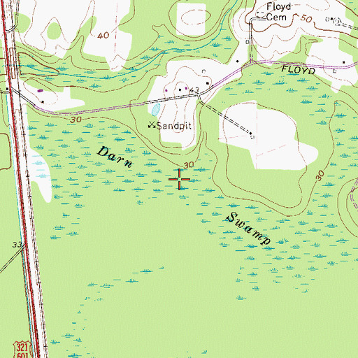 Topographic Map of Darn Swamp, SC