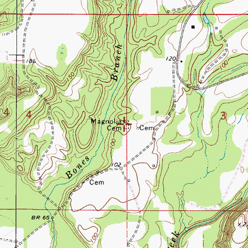 Topographic Map of Magnolia Cemetery, AL